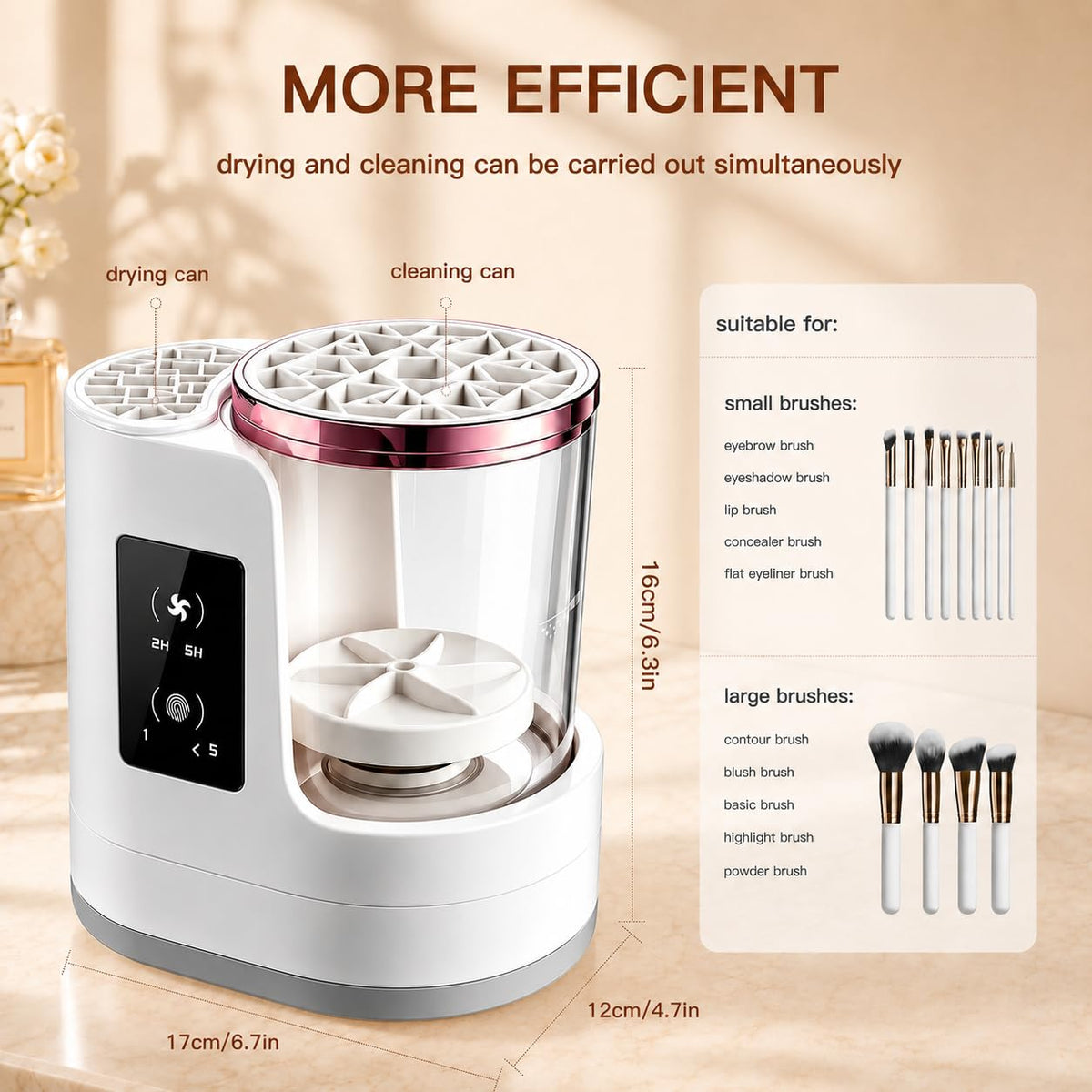 3-IN-1 Electric Makeup Brush Cleaner Machine and Dryer, SBMKK Automatic Make Up Brush Cleaner Tool, for All Size Brush Sponges Beauty Cosmetic Set