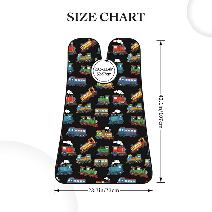 Non-Stick Beard Bib for Shaving, Cartoon Train Black Shave Bib, Waterproof Hair Catcher with Suction Cups, Grooming Apron Men Husband