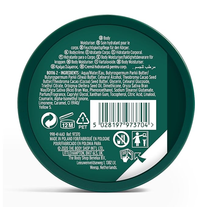 The Body Shop Body Butter | 96hr Nourishing Moisture for Dry Skin | Non-Greasy with Shea Butter for Smoother Softer Skin, Vegan, 200 ml / 6.4 oz (Shea)