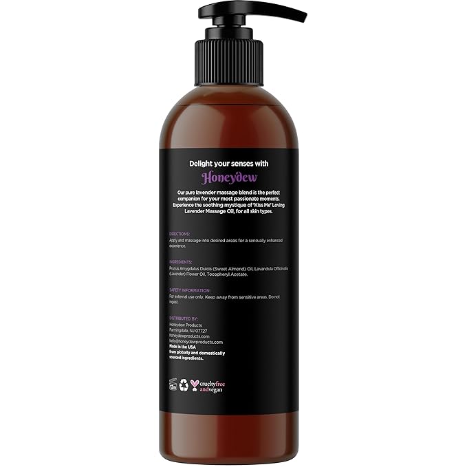 Tempting Lavender Massage Oil for Couples - Aromatherapy Sensual Massage Oil for Date Night with Lavender Essential Oil and Sweet Almond Oil - Vegan Non Greasy & Smooth Gliding Formula (8 Fl Oz)