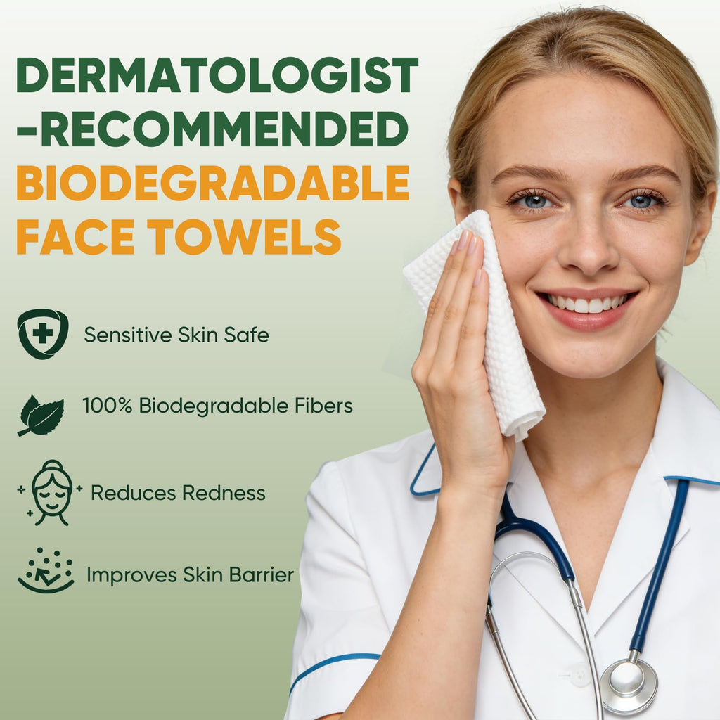 Face Towels Disposable, 5 * 10 Travel Pack, Double-Sided Facial Towelettes