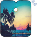 Visesunny Barber Cape - Silhouette Palm Tree Colored Pattern Polyester Hair Cutting Salon Apron Anti-Static Haircut Water-Resistant Shaving Cloth Beard Shaving Bib Hairdressing Cape