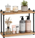Mkono Bathroom Counter Organizer, 2 Tier Rustic Wood Countertop Sink Shelf