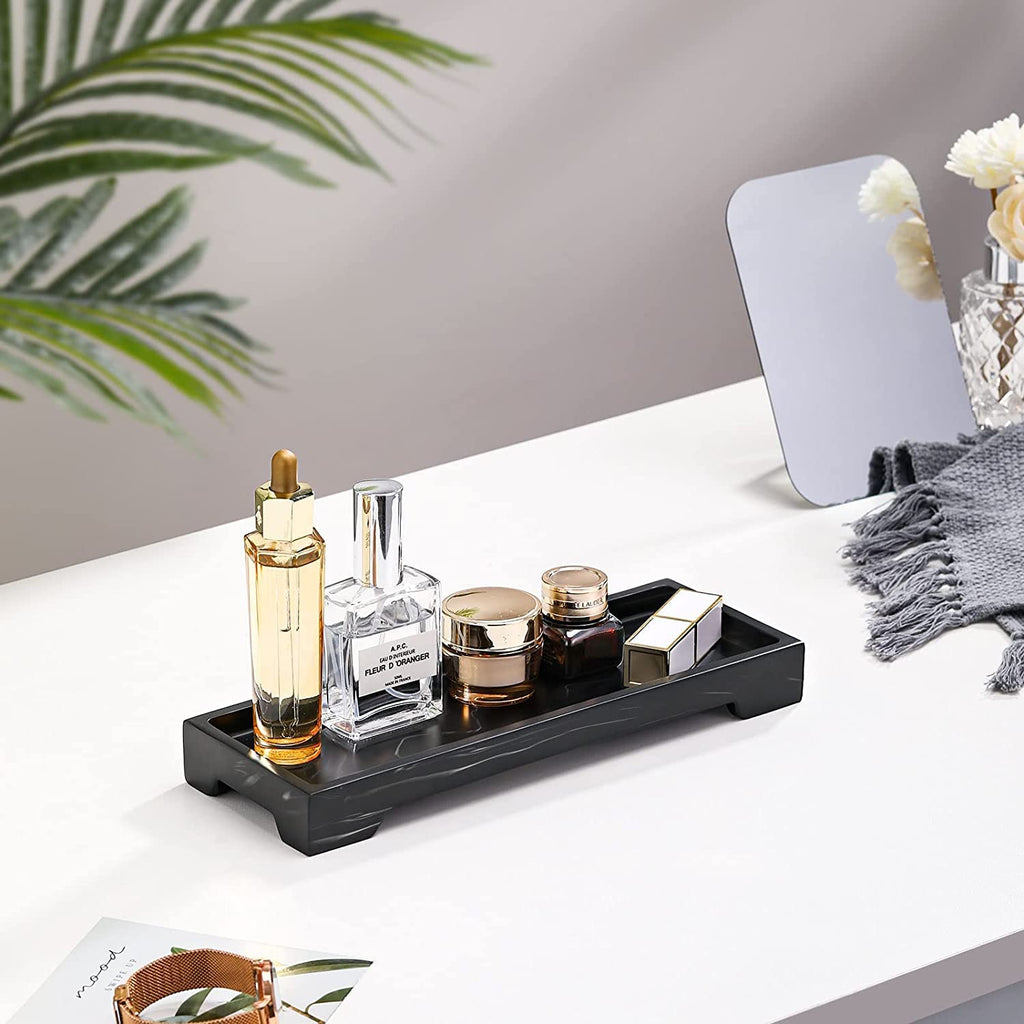 Luxspire Marble Tray for Soap Dispenser Perfume Jewelry, S, Ink Black