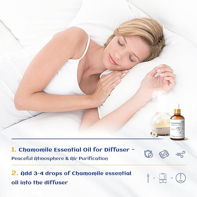 HIQILI 30ML Chamomile Essential Oil, Chamomile Oil for Diffuser, Skin, Soap, Shampoo - 1.01 Fl Oz