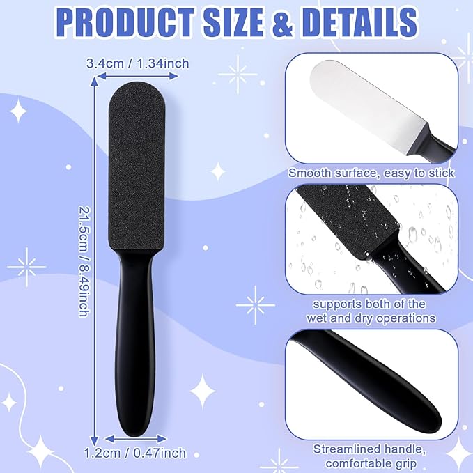 Mudder 2 Pieces Stainless Steel Pedicure Foot File Callus Remover Foot Scrubber Rasp with 20 Replaceable Coarse/Fine Double Side Reusable Pads for Care Cracked Skin Callus Remover Tool(Black)