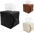 Frayot 3 PackTissue Box Cover Square, Faux Leather Tissue Holder Organizer with Side Snap for Bathroom, Vanity, Tabletop, Office (3Colors)
