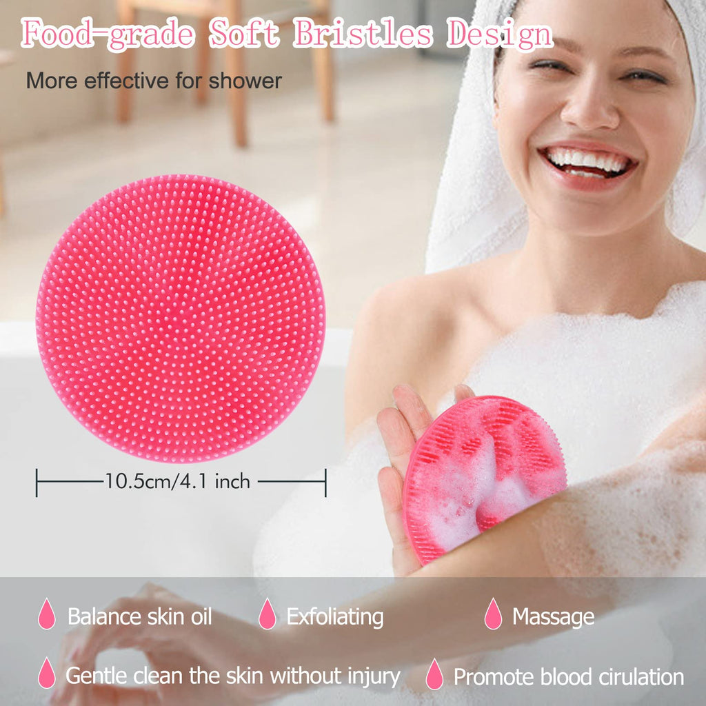 INNERNEED Food-Grade Soft Silicone Body Scrubber Shower Brush, Pink