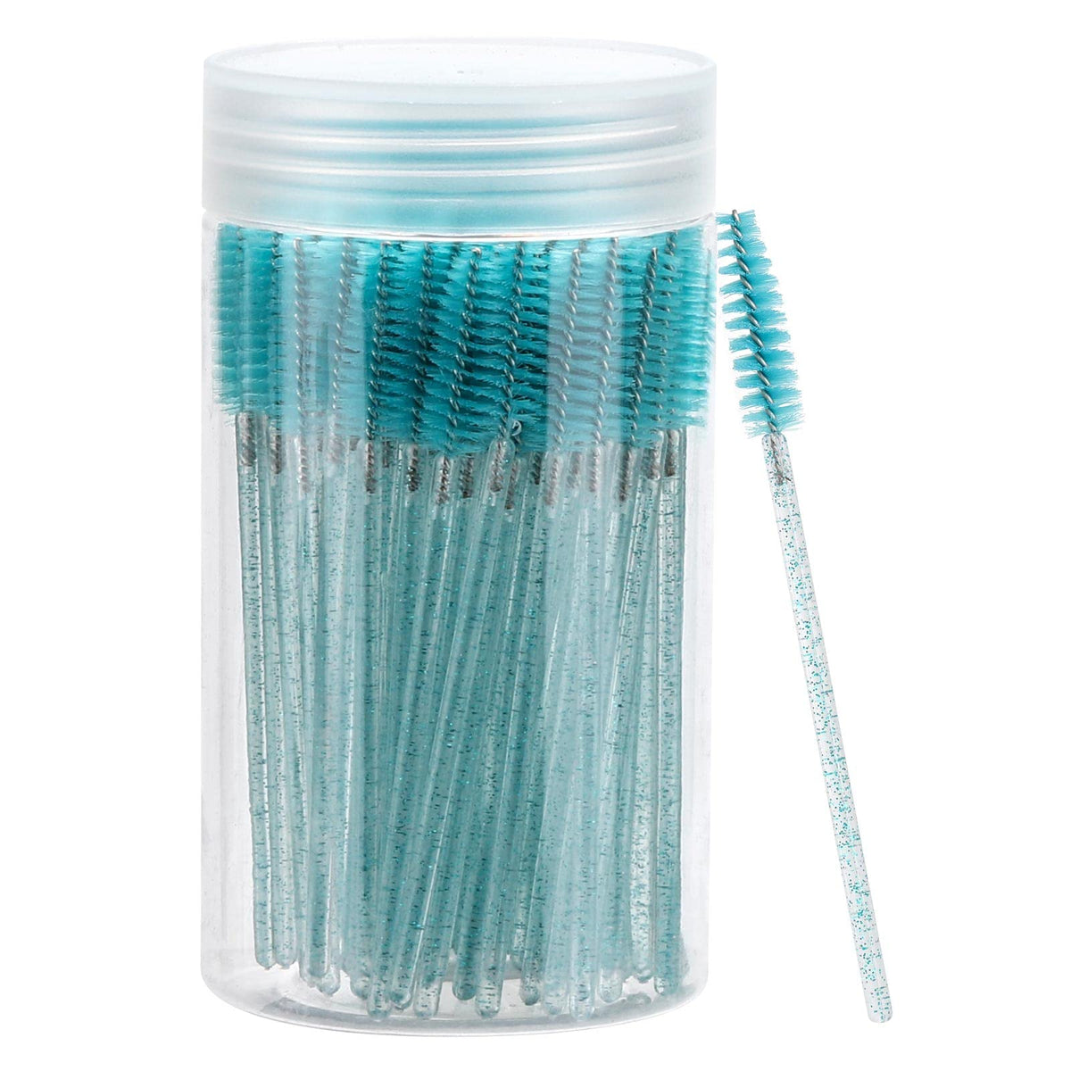 100 Pcs Disposable Eyelash Brush, Mascara Wands Makeup Brushes Applicators Kits for Eyelash Extensions, Eyebrow Brush with Container (Pink, Black)