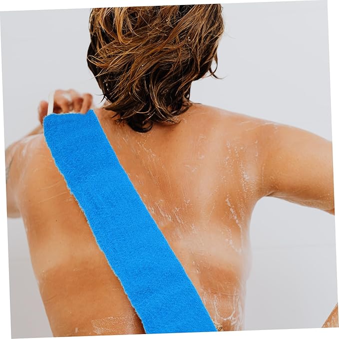 HONITANO Double-Sided Back Scrubber Strap for Shower Bath Towel Natural Exfoliating Massage Belt for Men and Women 27.16In Length for Smooth Skin and Improved Circulation