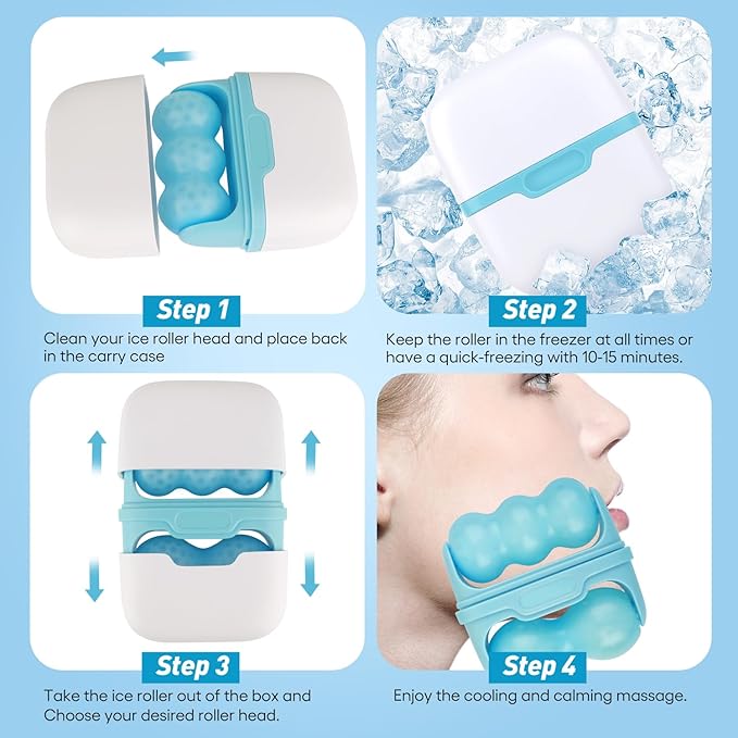 Ice Roller for Face,Eyes,Women Gifts Idea,Therapeutic Cooling to Tighten Brighten Complexion and Reduce Wrinkles,Massager Under Eye Puffiness,Migraine and Pain Relidf