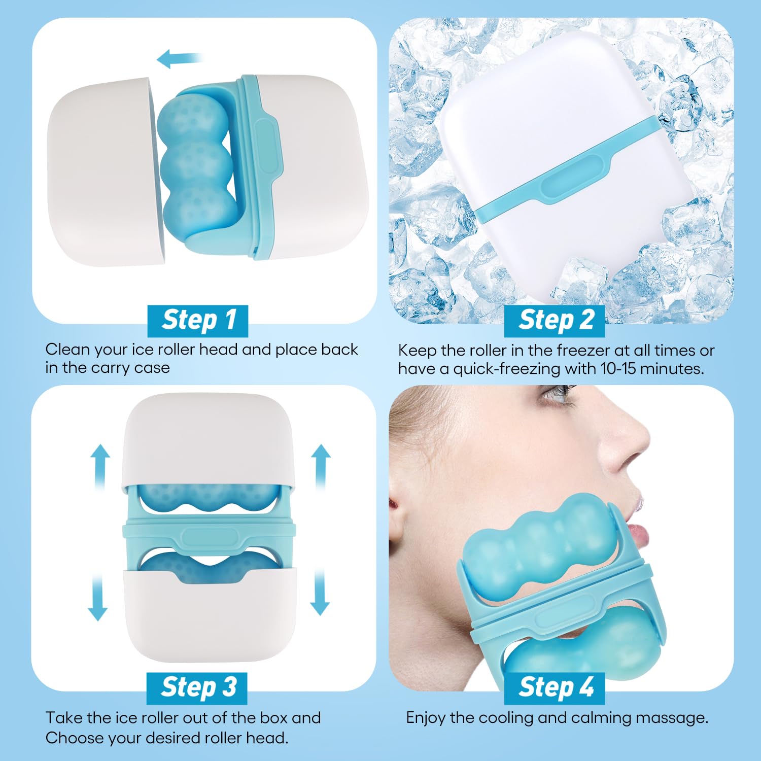 Fronnor Ice Roller for Face,Eyes,Cooling to Tighten Brighten Complexion,Soothing Skin Care Tool,Massager Under Eye Puffiness,Gift for Women