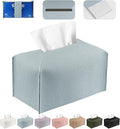 PARIERIS Tissue Box Cover PU Leather Tissue Holder Rectangle Facial Tissue Case Tissue Box Organizer Dispenser for Bathroom, Kitchen, Home, Office, Tabletop (Blue, Tall)