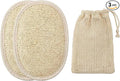 Natural Loofah Sponge Set with Soap Bag, Body Exfoliating Loofah Bath Scrubber for Shower, Shower Loofah for Women and Men, 3-pcs