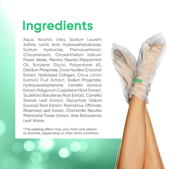 Foot Peel Mask - Foot Mask for Baby Soft Skin - Remove Dead Skin, Dry, Cracked Feet & Callus, Foot Spa, Made with Aloe Vera Extract for Women and Men (2 Pairs, Peppermint)