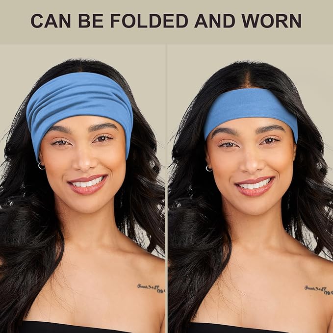DiyJibb Headbands for Women, 7PCS Wide Cloth Hair Bands for Workout, Yoga, Skincare & Daily Wear, Soft & Stretchy