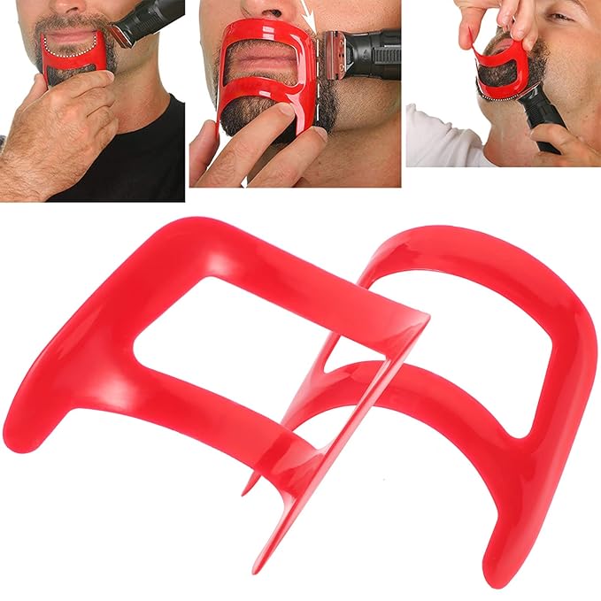 Healifty Goatee Shaving Template Shaping Edge Up Tool for Goatee Trimming Lineup Beard Grooming Kit for Men Barber Supplies 2pcs
