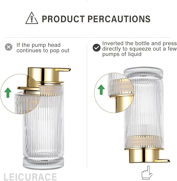 Glass Foam Soap Dispenser, Refillable Foaming Dispenser with Gold Pump, Foam Hand Soap Dispenser for Bathroom Kitchen, Modern Home Bathroom Kitchen Decor （Foam Type/Clear）
