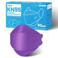 akgk KN95 Face Masks 50 Pack,5-Ply Disposable Purple Face Mask Against PM 2.5 Smoke and Dust