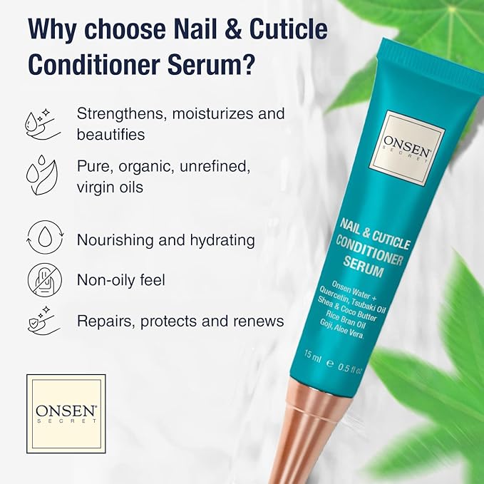 Onsen Nail & Cuticle Rescue Kit – Conditioner Serum, Repair Oil & Cuticle Balm – Tsubaki, Shea Butter, Jojoba – Strengthens Nails, Softens Cuticles, Hydrates Skin (15ml Serum+10ml Oil+32.5ml Cream)