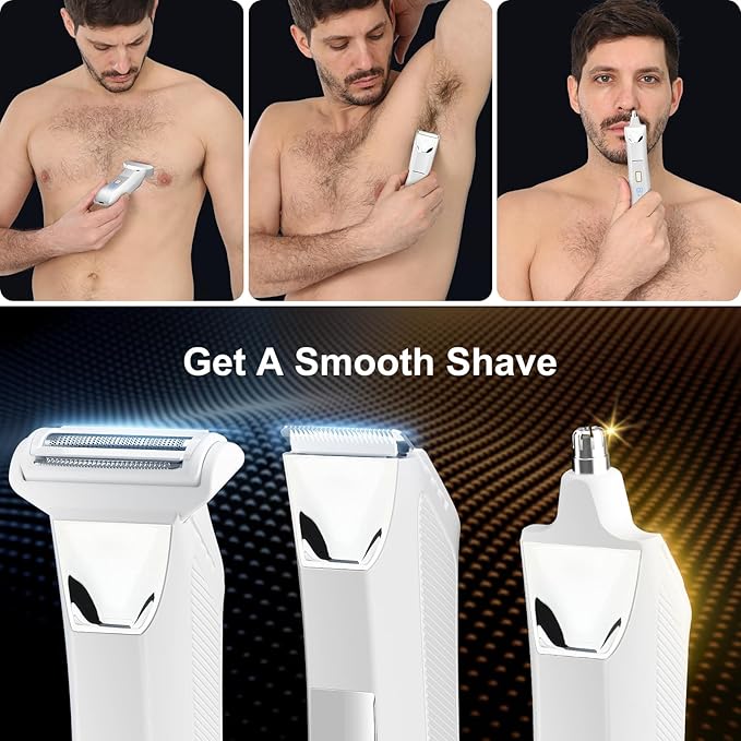 Manscape Body and Ball Trimmer for Men, 3-in-1 Pubic Groin & Nose Hair Trimmer, Ball Shaver & Body Groomer, Wet/Dry Electric Razors for Smooth Shaving, IPX7 Waterproof with Travel Case