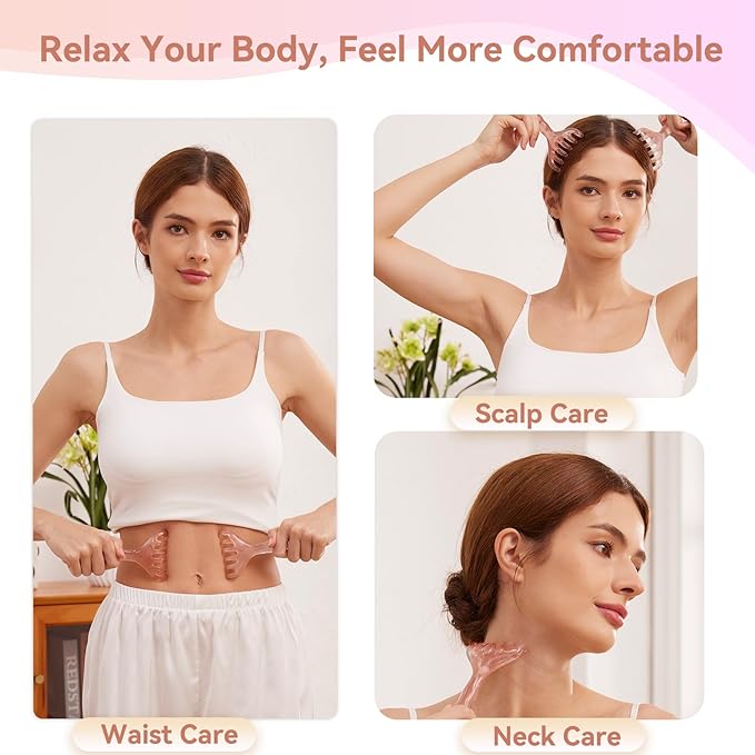 Papipapiqiao 3 Pack Head Massager & Scalp Comb - Manual Scalp Massager with Gua Sha Comb for Scalp Relaxation, Tension Relief, Resin Head Scratcher Stress Relief Tool for Women Men