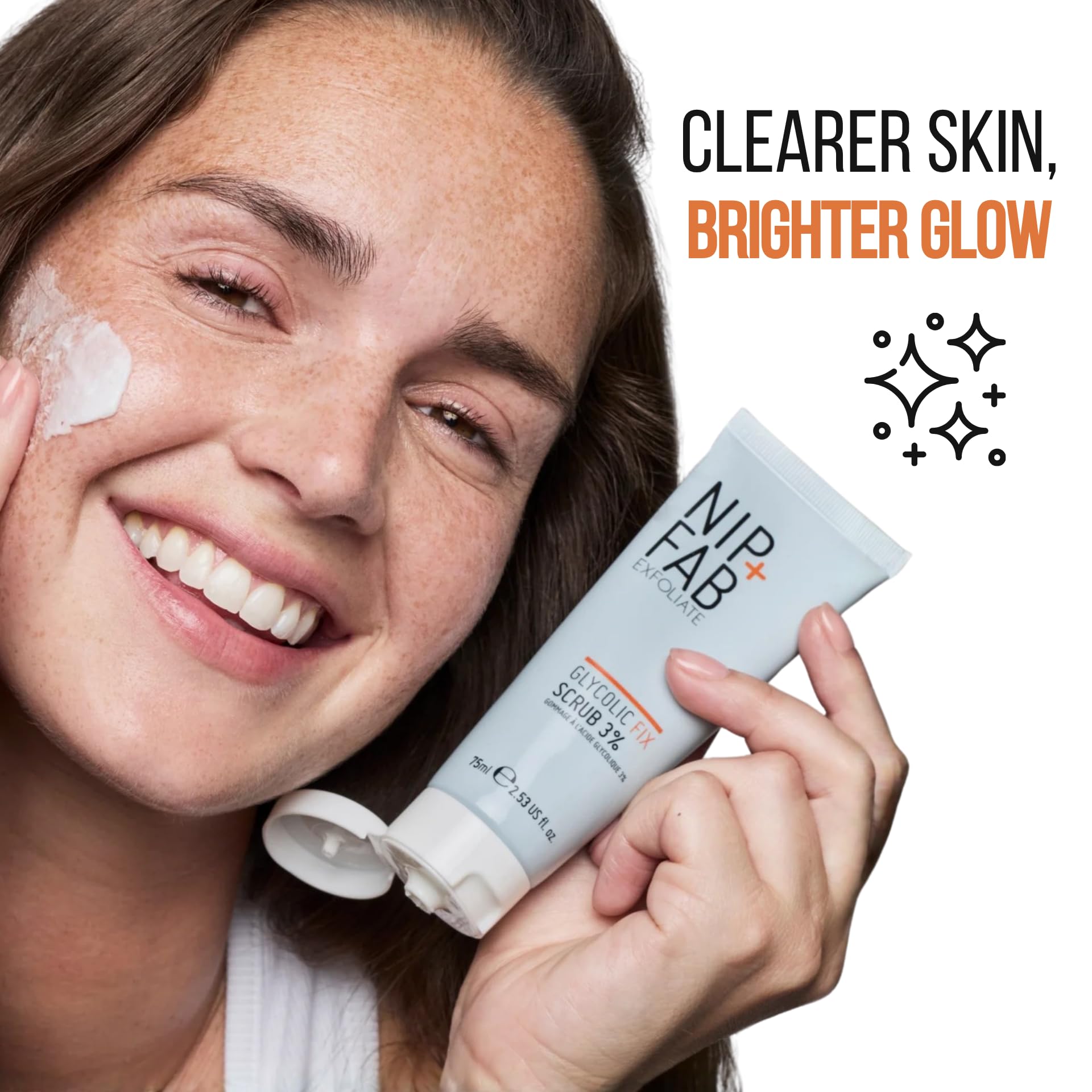 Nip + Fab Glycolic Fix Scrub (2.5 fl oz) – 3% Glycolic Acid 3-in-1 Facial Exfoliator – Brightening AHA Face Scrub with Salicylic Acid for Smooth Radiant Skin