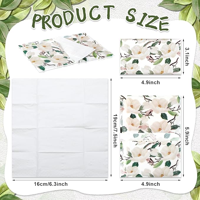 Geyee 50 Packs Tissue Travel Size Facial Paper Napkins Travel Packs Disposable Pocket Tissues for Wedding Guest Traveling School Purse Home Supplies, 500 Sheets 3 Ply(Magnolia)