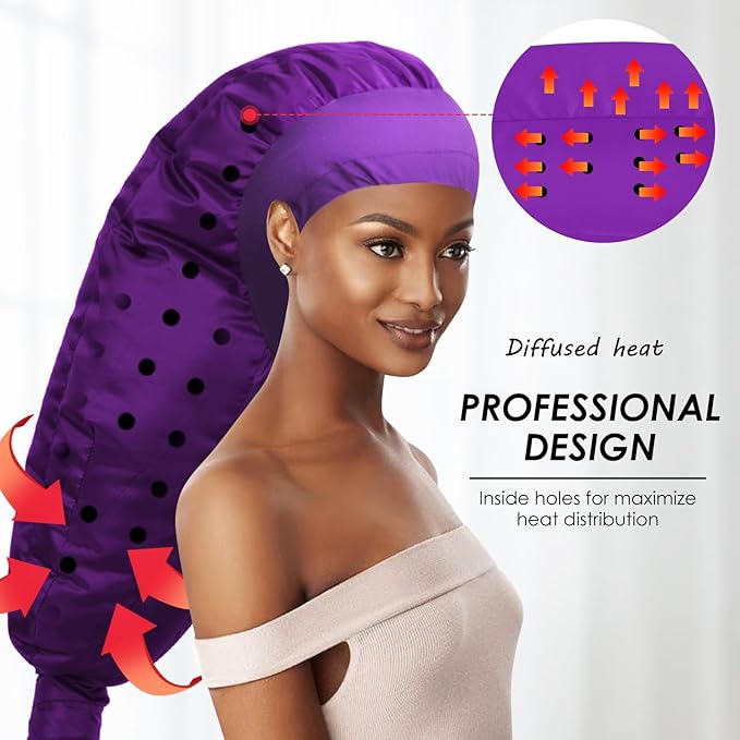 TEPENAR Hair Dryer Bonnet Attachment: Upgraded Extra Large Hooded Dryer Adjustable Hair Dryer Caps - Easy to Use for Natural Curly Textured Hair Care Styling Fast Drying - Purple