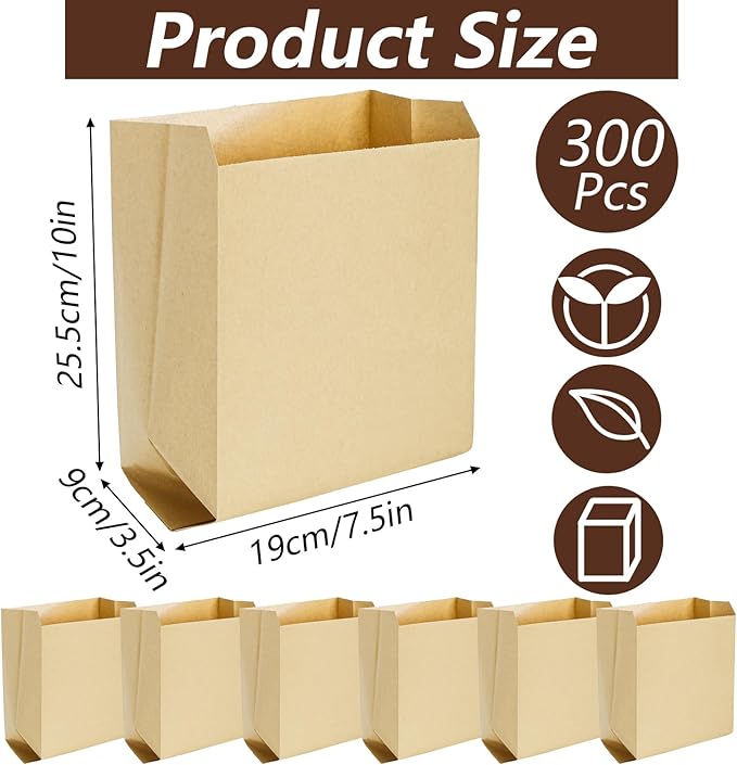 Yesland 300 PCS Feminine Hygiene Liner Bags, 7.5 ×10in Waxed Sanitary Napkin Disposal Bag, Waste Receptacle Paper Liners, Commercial Kraft Paper Bags for Sanitary Napkins, Cotton Slivers, Desserts