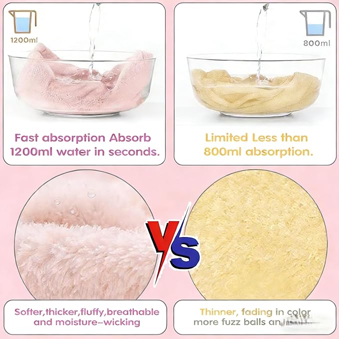 3 Pack Microfiber Hair Towel Wrap for Women, Fast Drying Hair Turban with Button, Anti-Frizz Large Hair Towel for All Hair Styles, Soft & Absorbent Hair Drying Towel