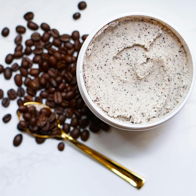 LALICIOUS Sugar Coffee, Exfoliating & Moisturizing Body Scrub with Coconut Oil, Coffee Grounds & Honey for Radiant Skin | Gently Buffs & Smooths Sensitive Skin | No Parabens | Large 16oz