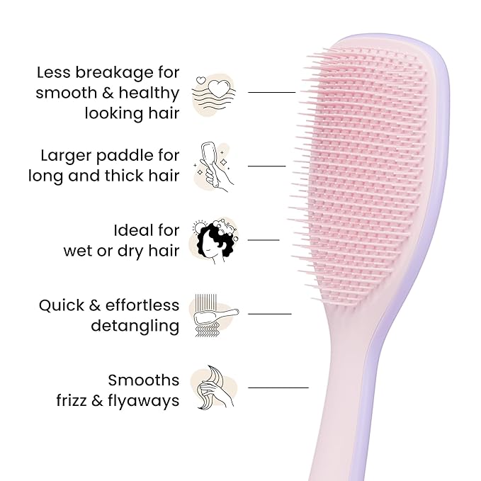 Tangle Teezer Large Ultimate Detangler Brush, Straight to Wavy, Pink/Purple