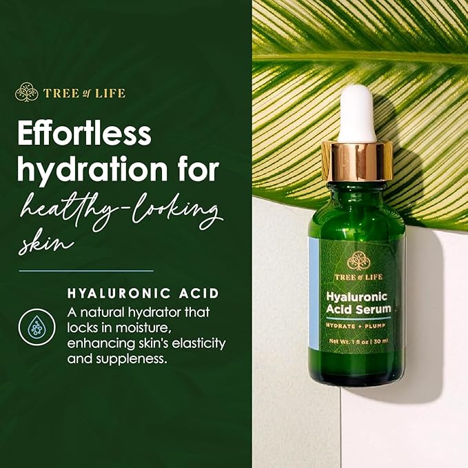 Tree of Life Beauty Hyaluronic Acid Serum, Skin Brightening Face Oil for Dark and Age Spots, Facial Serums for Dry and Sensitive Skin Care with Vitamin E for Soft Smooth Skin, 1 Fl Oz