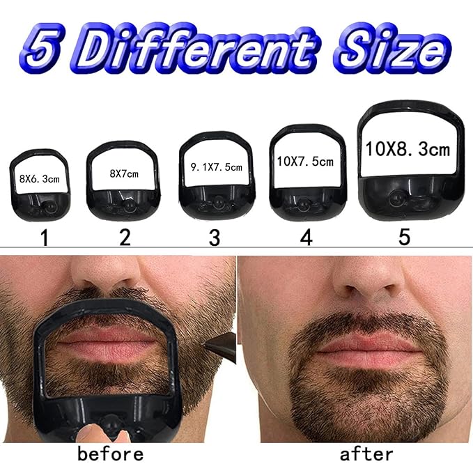 15pcs Beard Shaping Styling Guide Shaper, Beard Shaving Template Kit, 5 Size Precise Trimming Tool with Plastic Material, for Men's Facial Hair Grooming and Styling Needs
