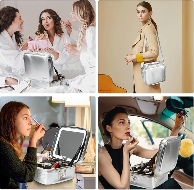 Mocado Travel Makeup Bag with Mirror Makeup Case with 10x Magnifying Mirror