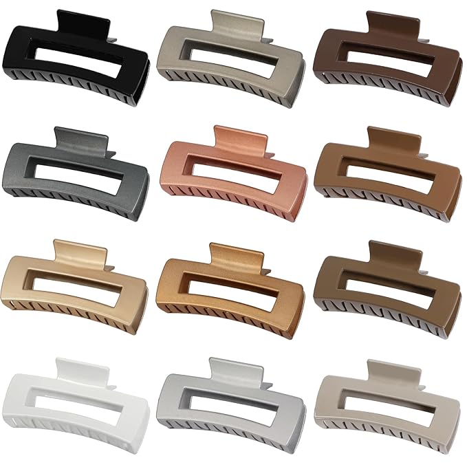 Sisiaipu 4.1 Inch Large Hair Claw Clips 12 Pcs Big Claw for Thick Hair Square Hair Clips Jumbo Jaw Clips Bulk Hair Accessories for women and Girls (Gold)