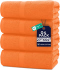 DAN RIVER Bath Towels Set of 4, 27 x 54 Inches, 100% Cotton, Larger & Lighter Weight, Quicker to Dry, Super Soft and Absorbent, Ideal Bathroom Towels Set for Daily Use, Orange