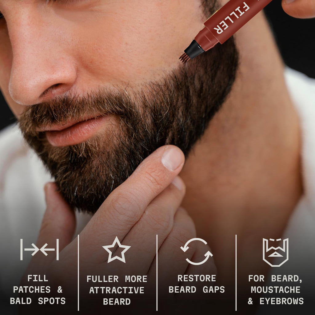 Striking Viking Beard Pencil & Bristle Brush for Men - Red Brown, 2 Pack