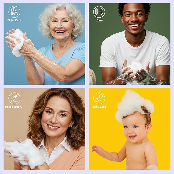 Hygienjoy Body Wipes for Adults Bath Sponges No Rinse -SINGLE USE Shower Wipe - DRY and SOAP INFUSED -Sturdy and No residue,for elderly care,post surgury,camping &GYM,Lavender Scent