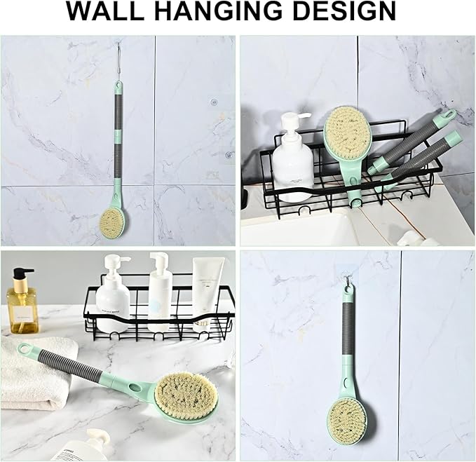Anti-Slip Shower Back Scrubber with Detachable Long Handle Bath Brush