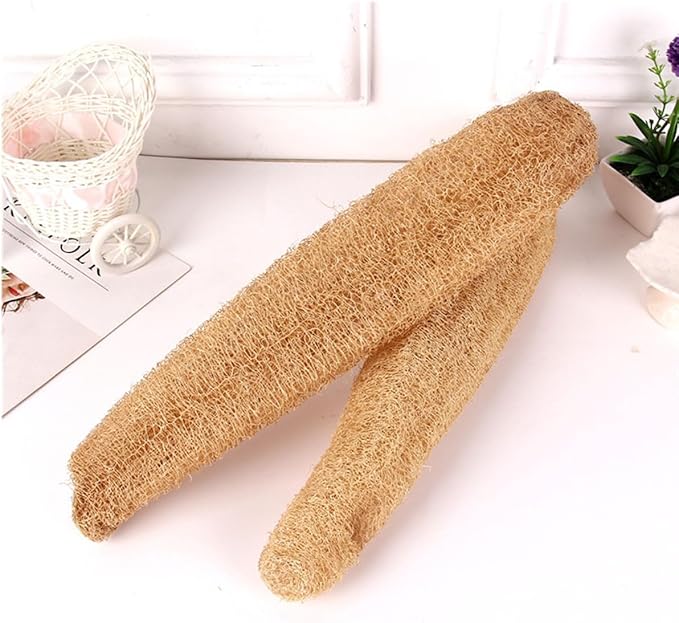 FAVOMOTO Exfoliating Loofah Back Scrubber Strap Natural Luffa Bath Body Strap for Shower Dead Skin Removal Suitable for Men and Women