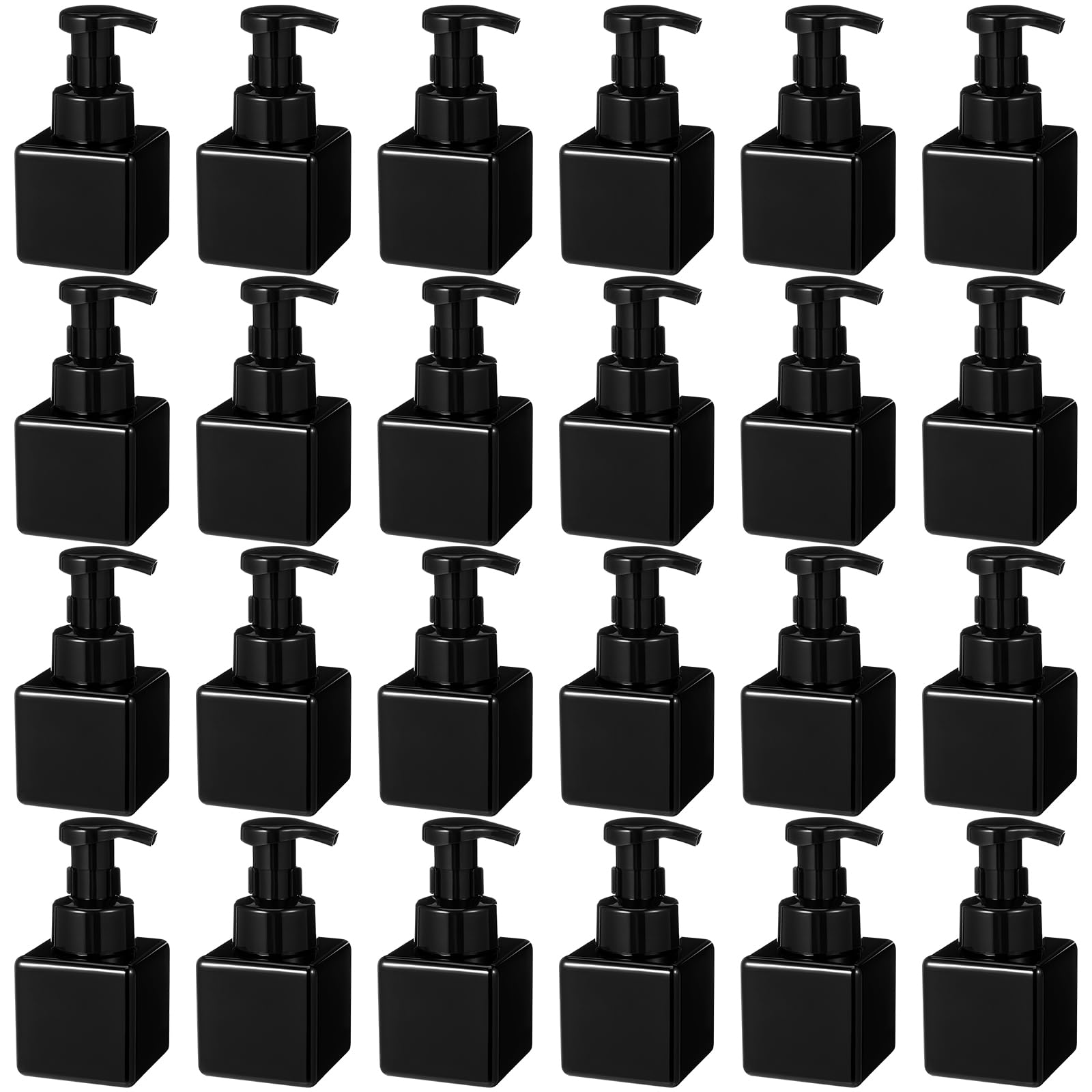 Domensi Foaming Soap Dispenser 8.5 oz Foam Pump Bottle Bulk Empty Travel Foaming Dispenser Refillable Hand Soap Plastic Pump Bottle Travel Clear Container for Bathroom Vanities(24 Pcs,Whole Black)