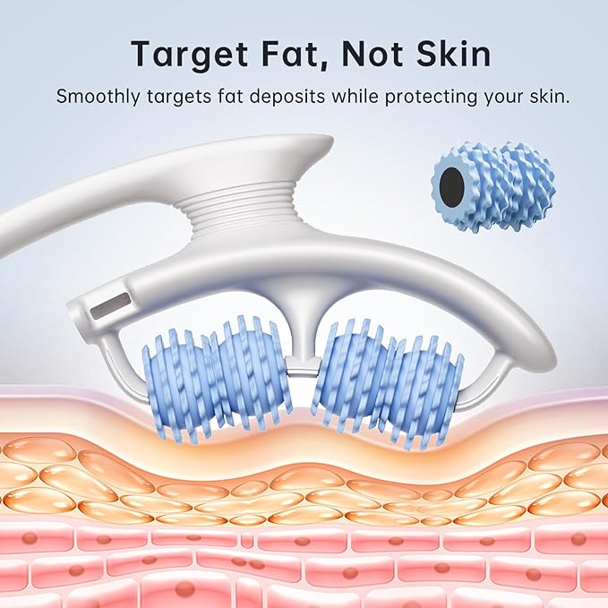 Hikamora Cellulite Massage Tool, Manual Cellulite Roller, Contoured & Smoother Skin, Relieve Leg Muscle Soreness, Dimpled Skin Removal, Legs/Thighs/Buttocks, Anti-Cellulite Roller (Blue)