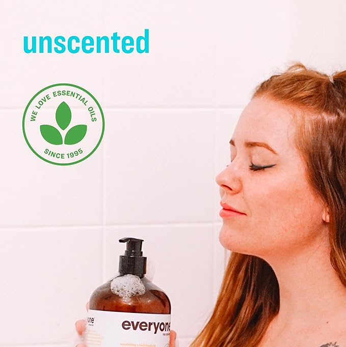 Everyone 3-in-1 Soap,Body Wash,Bubble Bath,Shampoo,32 Ounce,Unscented,made for Men and Women,(Pack of 4)