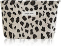 Wudygirl Makeup Bag Travel Cosmetic Bag for Women Small Makeup Pouch with Handle Zipper Cosmetic Pouch Handbag Aesthetic 8.3" x 5.9"(White Leopard)