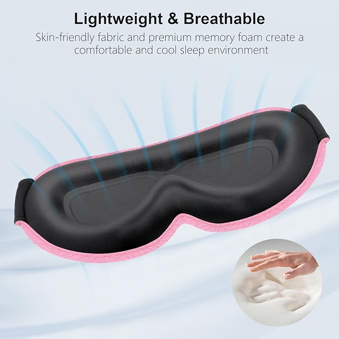 Gritin 100% Blackout Sleep Eye Mask for Women Men, Zero Pressure Sleep Mask