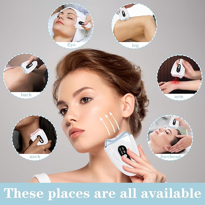 Electric Gua Sha Facial Tool, Upgraded Hot&Cold Dual-Mode Face Neck Massager, Face Sculpting Tool/Lift Device -Heated&Ice &Vibration&Red Massager, Anti-Aging&Wrinkles, Puffiness, Double Chin