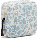 ZOEMTIU Small Makeup Bag for Purse,Mini Cosmetics Bag cute Zipper corduroy Cosmetic Pouch Storage Pouch Travel Toiletry Organizer for Women Girls(Plants Blue)