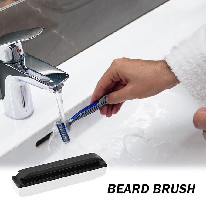 Beard Cleaner Brush: Clean Up Beard Trimmings from Sinks and Countertops After Shaving - Best Gifts For Men Beard Brush Clean Up Sink (Brush)